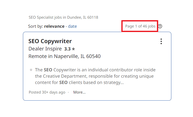 SEO Courses In Dundee - Job Statistics
