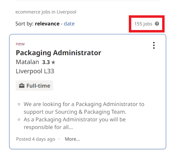 Ecommerce Courses in Liverpool - Job Statistics