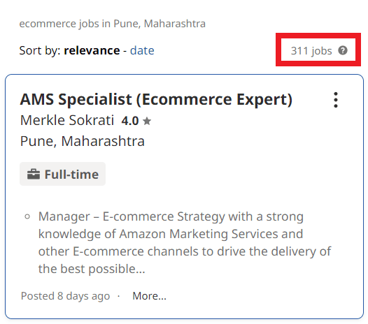 Ecommerce Courses in Pune - Job Statistics
