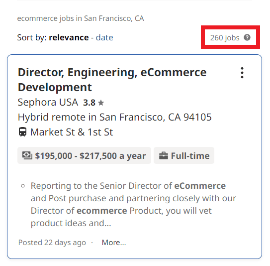 Ecommerce Courses in San Fransisco - Job Statistics