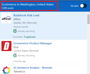 Ecommerce Courses in Washington - Job Statistics