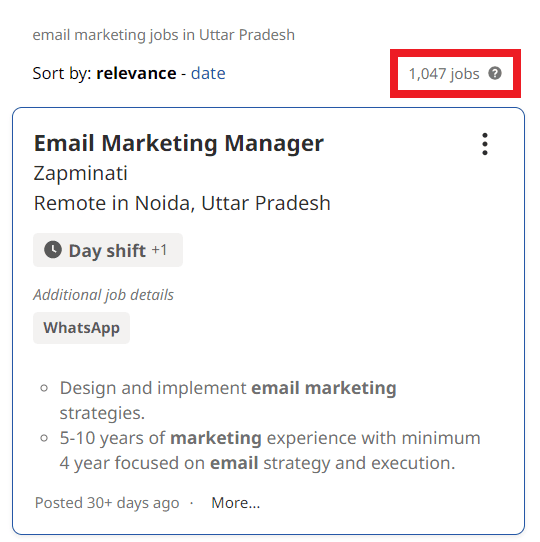 Email Marketing Courses in Kanpur - Job Statistics