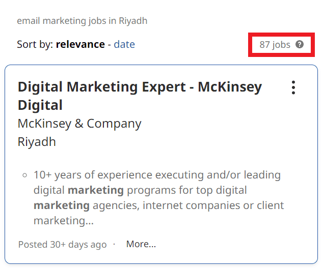 Email Marketing Courses in Riyadh - Job Statistics