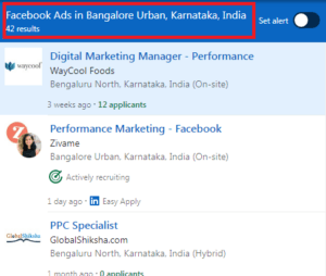 Facebook Ads Courses in Bangalore - Job Statistics