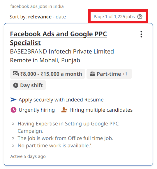 Facebook Ads Courses in Kathmandu - Job Statistics