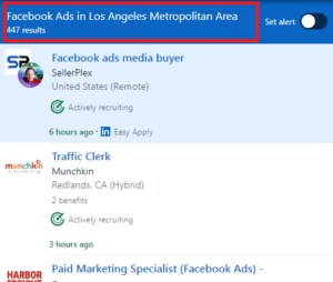 Facebook Ads Courses in Los Angeles - Job Statistics