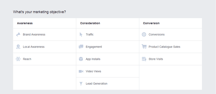 Facebook Bidding - choose a goal