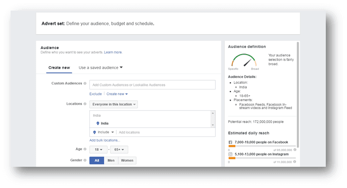 Facebook Bidding - define your audience