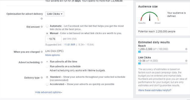 Facebook Bidding - set a bid amount