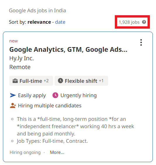 Google Ads Courses in Coimbatore - Job Statistics
