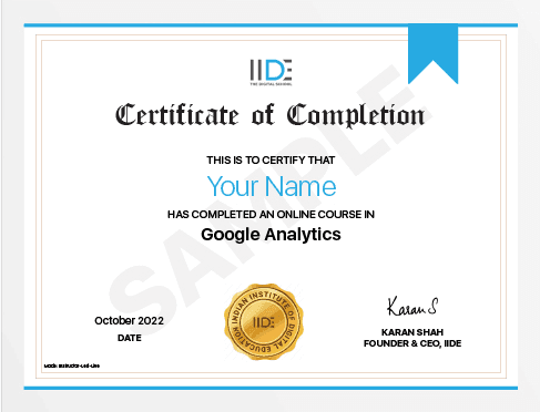 Google Analytics Courses in Pune - IIDE Google Analytics Certificate Sample