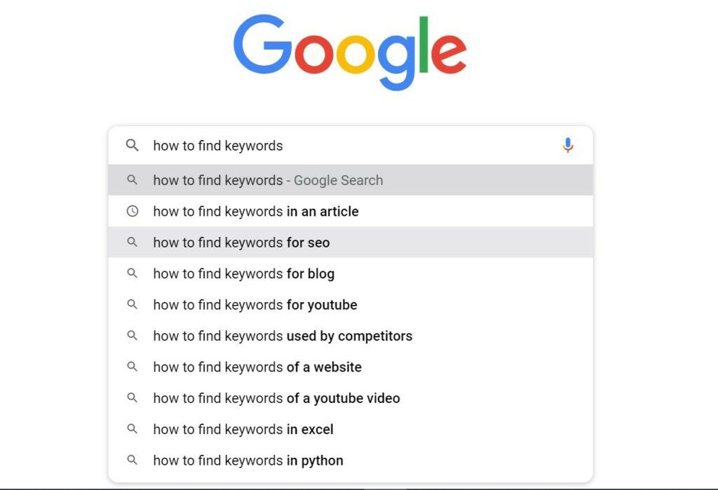 How to do Keyword Research - search result example