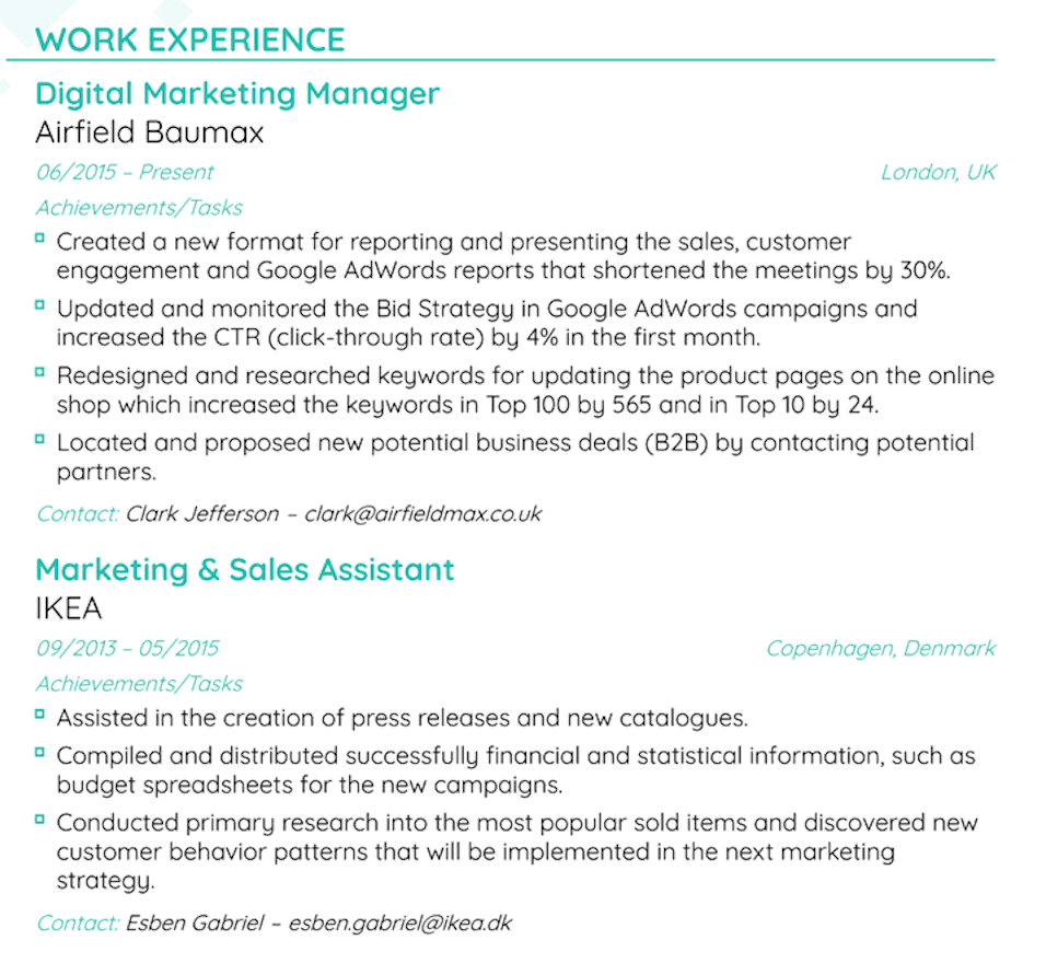 How to make a resume - Work experience