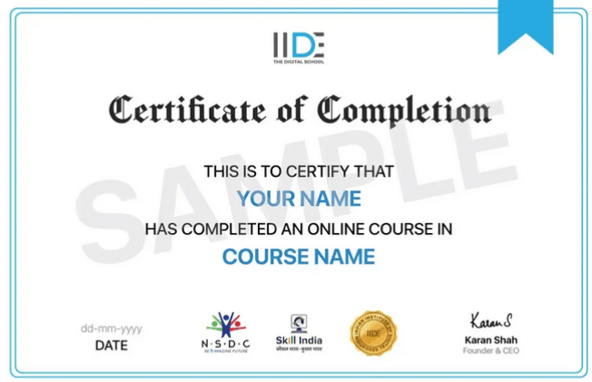 IIDE Certificate 