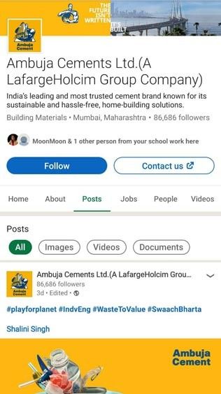 Ambuja cement marketing strategy - Ambuja Cement LinkedIn Page