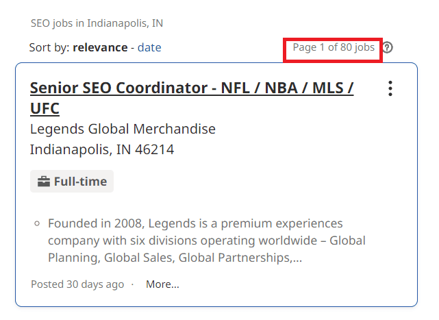 SEO Courses In Indianapolis - Job Statistics