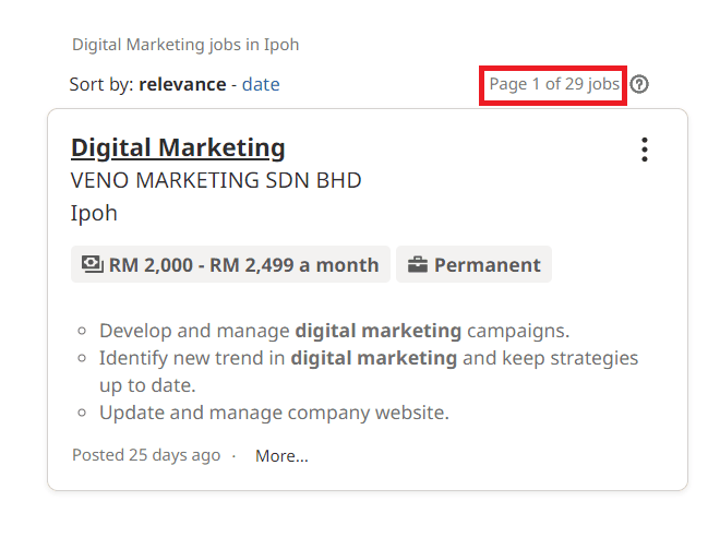 Digital Marketing skills in Ipoh - Job Statistics 