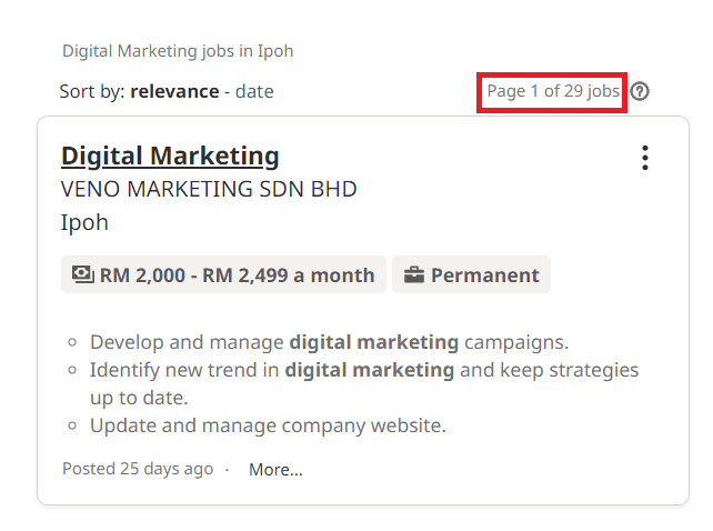 Benefits Of Digital Marketing in Ipoh - Job Statistics
