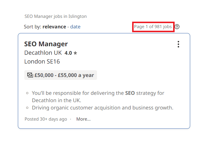 SEO Courses In Islington- Job Statistics