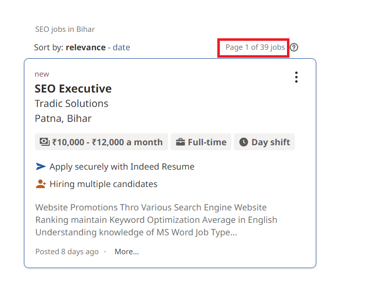 SEO Courses In Jamalpur - Job Statistics