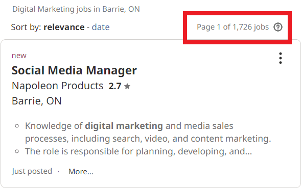 job statistic - barrie