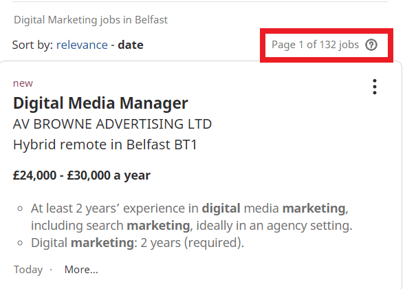 job statistic - belfast