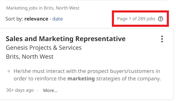 job statistic - brits