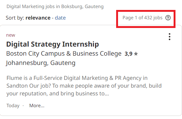 job statistic - boksburg