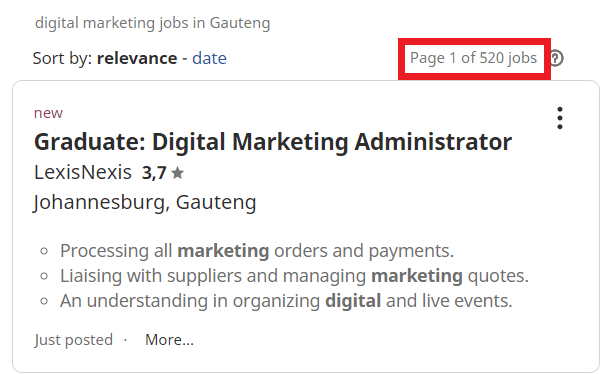 digital marketing courses in diepsloot - job statistic