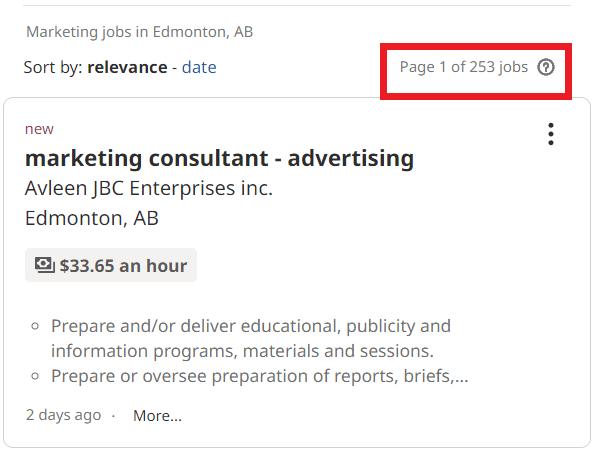 job statistic - edmonton