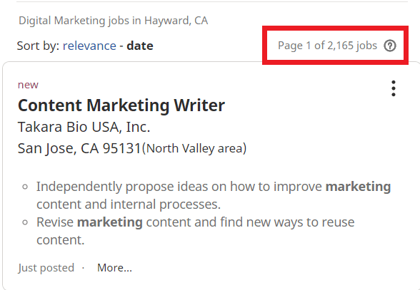 job statistic - hayward