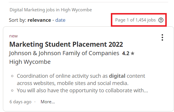 job statistic - high wycombe
