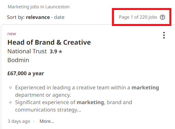 job statistic - launceston