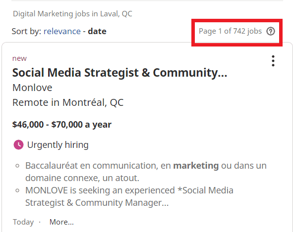 job statistic - laval