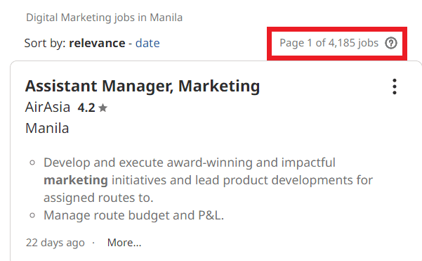 job statistic - manila