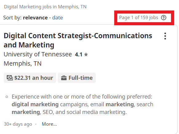 digital marketing courses in memphis - job statistic