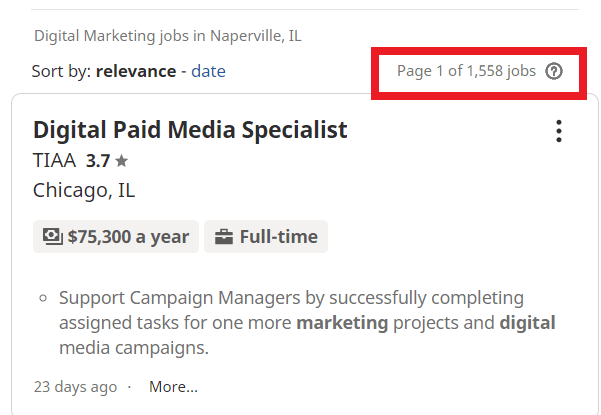 job statistic - naperville