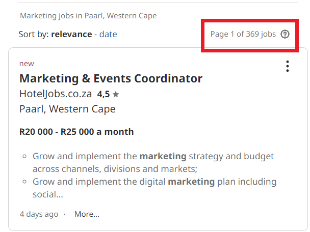 job statistic - paarl