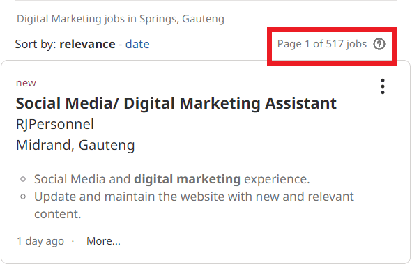 job statistic - springs