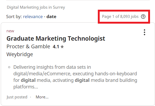 job statistic - surrey