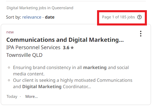 job statistic - townsville