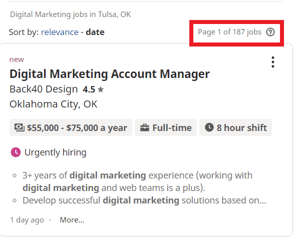 job statistic - tulsa