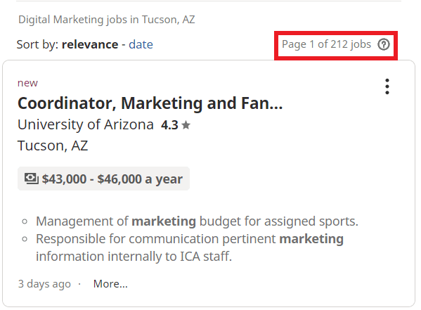 digital marketing courses in tuscon - job statistic