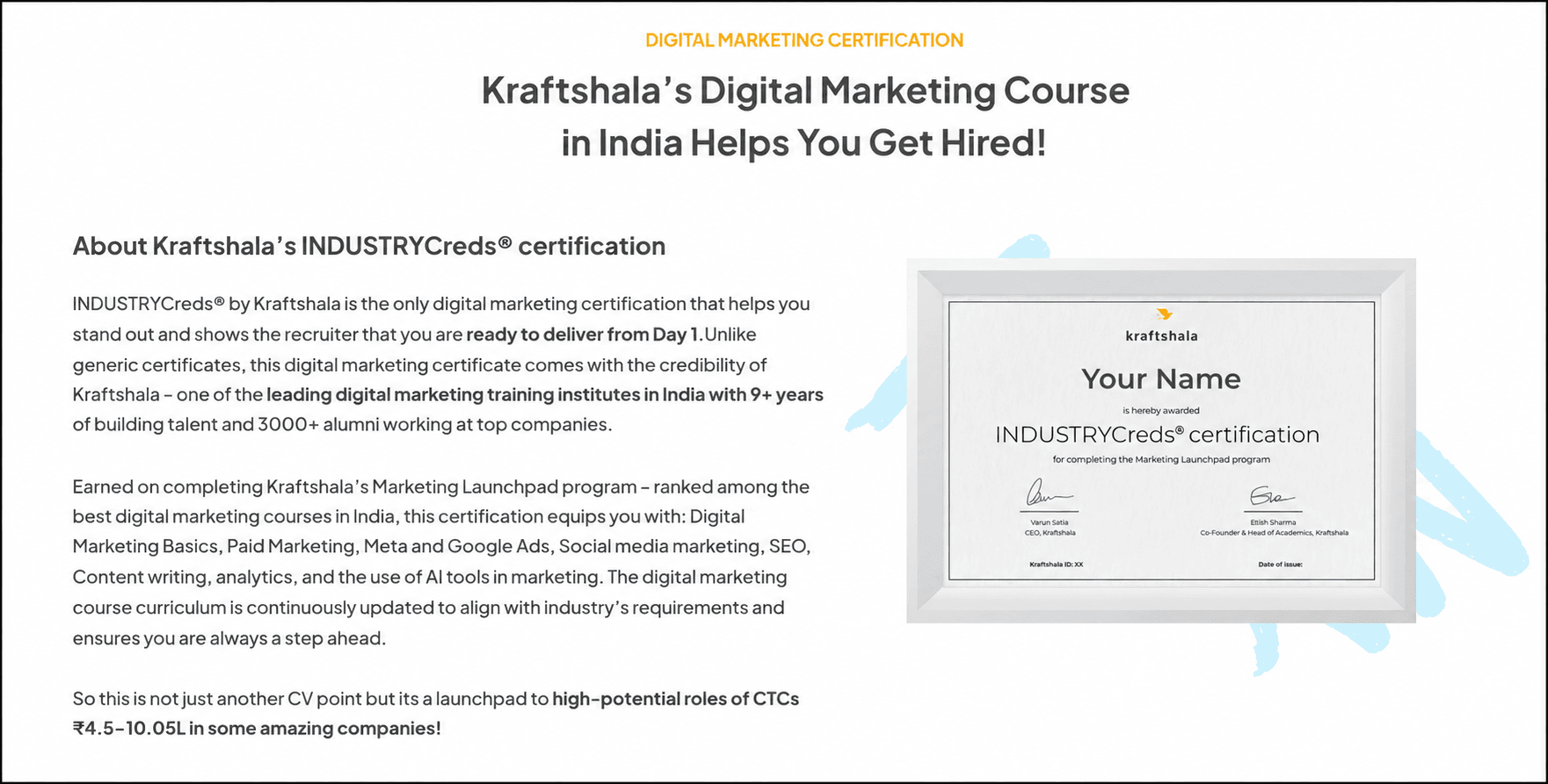 kraftshala industrycreds certification 