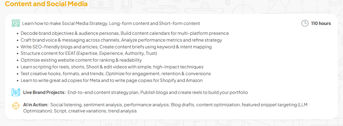 kraftshala's content & social media curriculum