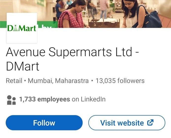Marketing Strategy of DMart - A Case Study - Digital Presence - Linkedin