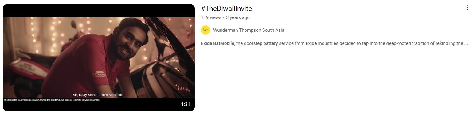 Marketing Strategy of Exide Industries - Diwali Invite Ad by Exide