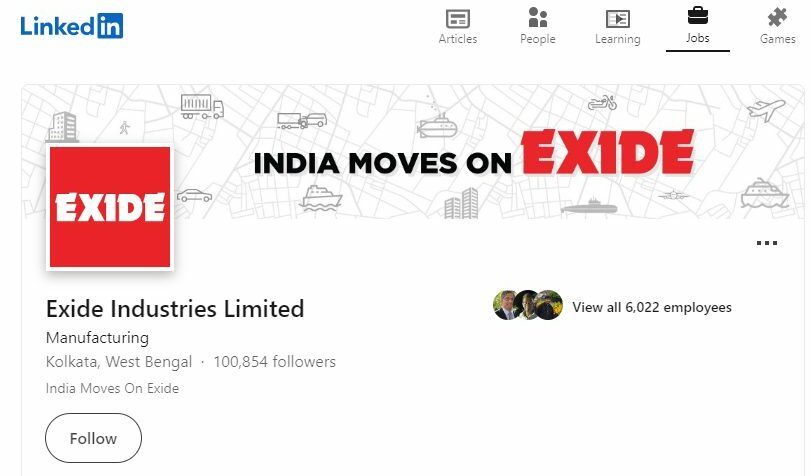 Marketing Strategy of Exide Industries -Exide Care LinkedIn Account