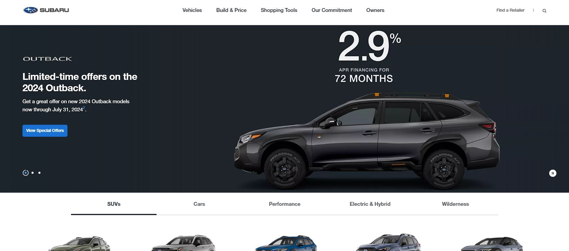 Marketing Strategy of Subaru - Subaru's Website