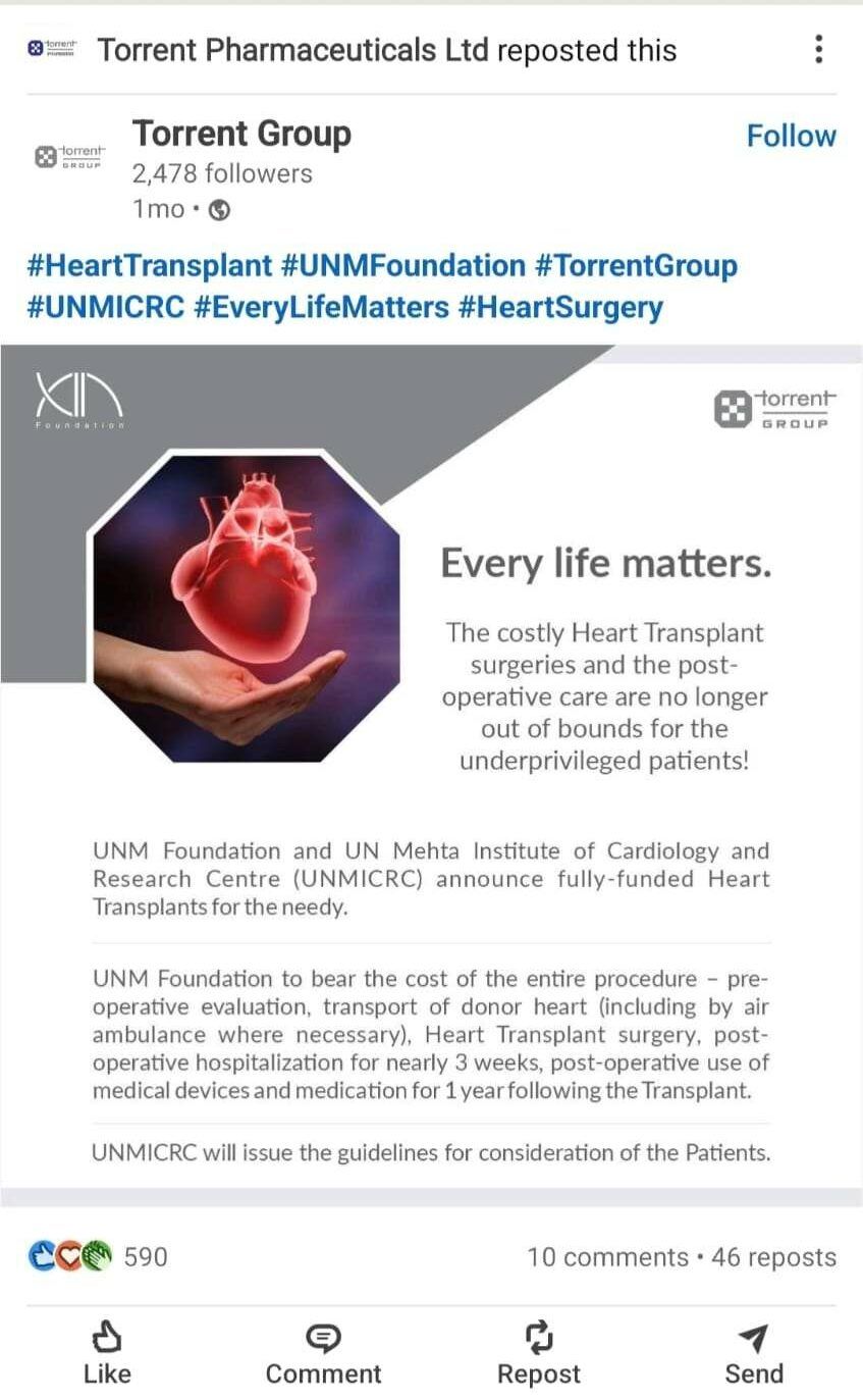 Marketing Strategy of Torrent Pharmaceuticals - Torrent Pharmaceuticals LinkedIn Post